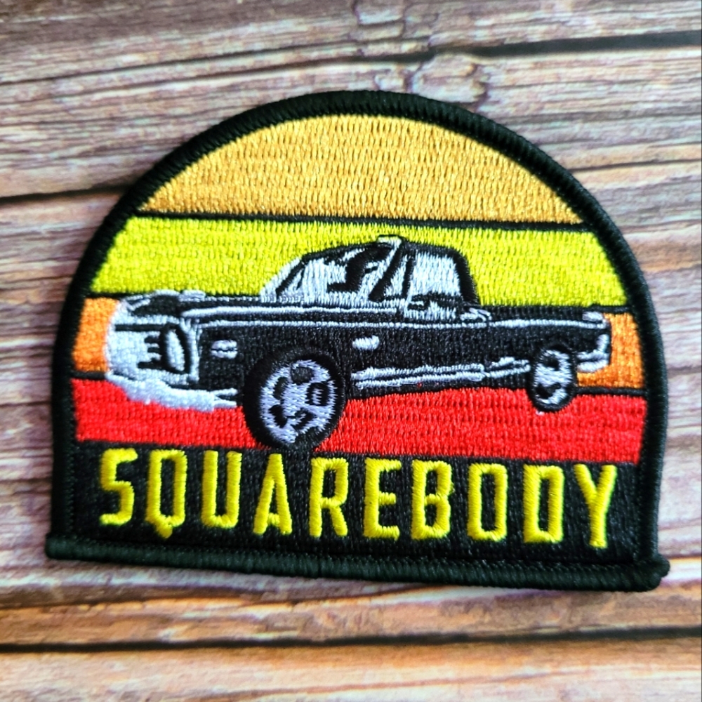 Black Antique Truck Square Body Vintage Retro 70s 80s Embroidered Patch